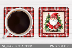 Cute Santa Coaster Sublimation. Santa Claus Coaster Design Product Image 1