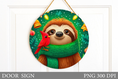Christmas Sloth Door Sign. Christmas Door Sign Sublimation Product Image 1