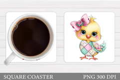 Patchwork Bird Coaster Design. Cute Bird Sublimation Product Image 1