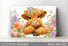 Highland Cow Cutting Board Design. Cow Kitchen Cutting Board Product Image 1