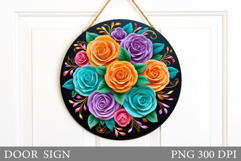 Roses Door Sign Sublimation. Flowers Door Sign Design Product Image 1