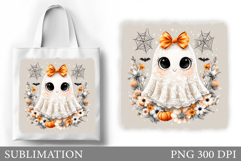 Ghost Tote Bag Sublimation. Halloween Tote Bag Design Product Image 1