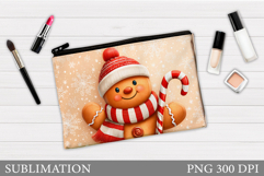 Gingerbread Cosmetics Bag. Christmas Makeup Bag Sublimation Product Image 1