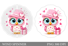 Cute Owl Wind Spinner Design. Owl Hearts Wind Spinner Product Image 1