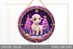 Christmas Lamb Door Sign. Christmas Door Sign Sublimation Product Image 1