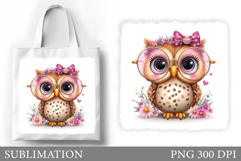 Owl Tote Bag Sublimation. Owl Flowers Sublimation Product Image 1
