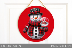 Christmas Snowman Door Sign. Christmas Door Sign Sublimation Product Image 1