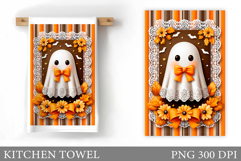 Cute Ghost Kitchen Towel. Halloween Kitchen Towel Design Product Image 1