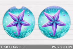 Starfish Car Coaster Design. Sea Car Coaster Sublimation Product Image 1
