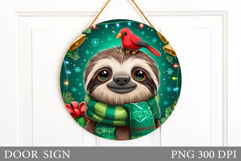 Christmas Sloth Door Sign. Christmas Door Sign Sublimation Product Image 1