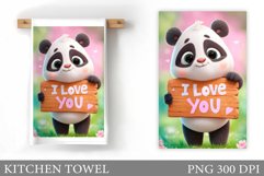 Valentines Panda Kitchen Towel. Valentines Kitchen Towel Product Image 1
