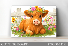 Cute Cow Cutting Board Design. Cow Flowers Cutting Board Product Image 1