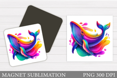 Whale Magnet Design. Whale Sublimation Product Image 1