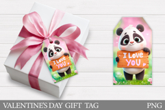 Valentines Panda Gift Tag. Valentine Gift Tag Printable Product Image 1