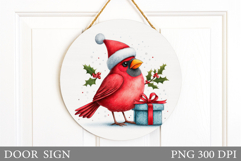 Cardinal Door Sign Design. Christmas Door Sign Sublimation Product Image 1
