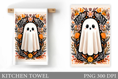Ghost Kitchen Towel Design. Halloween Pumpkin Towel Product Image 1