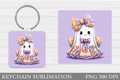 Halloween Keychain Sublimation. Ghost Keychain Design Product Image 1
