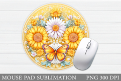 Butterfly Mouse Pad Design. Flowers Mouse Pad Sublimation Product Image 1