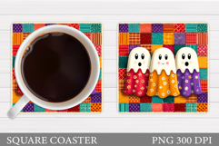 Cute Ghost Coaster Design. Cute Halloween Sublimation Product Image 1