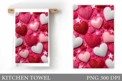 Hearts Kitchen Towel Design. Valentines Kitchen Towel Product Image 1