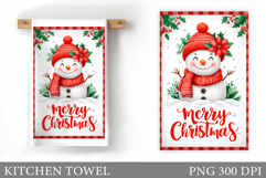 Snowman Kitchen Towel Design. Christmas Kitchen Towel Product Image 1