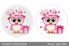 Cute Owl Wind Spinner Design. Owl Hearts Wind Spinner Product Image 1