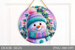 Christmas Snowman Door Sign. Christmas Door Sign Design Product Image 1