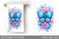 Butterfly Kitchen Towel Design. Butterfly Sublimation Product Image 1