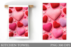 Hearts Kitchen Towel Sublimation. Valentines Kitchen Towel Product Image 1