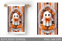 Cute Ghost Kitchen Towel. Cute Halloween Kitchen Towel Product Image 1