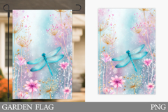 Dragonfly Garden Flag Design. Summer Garden Flag Sublimation Product Image 1