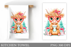 Christmas Cow Kitchen Towel. Christmas Kitchen Towel Design Product Image 1