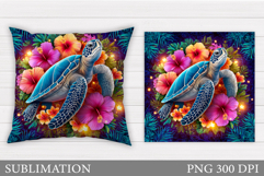 Sea Turtle Pillow Design. Sea Turtle Sublimation Product Image 1