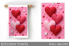 Hearts Kitchen Towel. Valentines Kitchen Towel Design Product Image 1