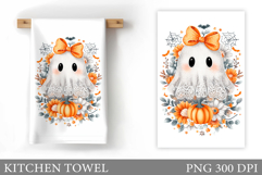 Ghost Kitchen Towel Design. Halloween Pumpkin Towel Product Image 1