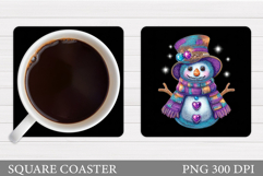 Cute Snowman Coaster Design. Christmas Coaster Sublimation Product Image 1
