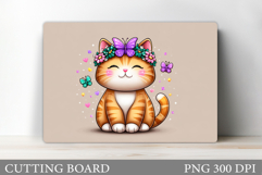Cute Cat Cutting Board Design. Cute Cat Sublimation Product Image 1