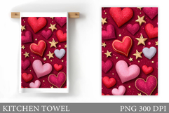 Hearts Kitchen Towel. Valentines Kitchen Towel Design Product Image 1