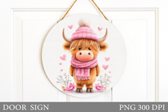 Valentines Cow Door Sign. Valentines Door Sign Sublimation Product Image 1