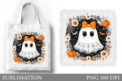 Ghost Tote Bag Sublimation. Halloween Tote Bag Design Product Image 1