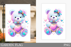 Valentines Bear Garden Flag. Valentines Garden Flag Design Product Image 1