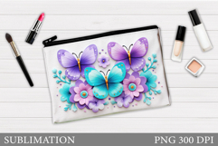 Butterflies Makeup Bag. Butterflly Makeup Pouch Sublimation Product Image 1