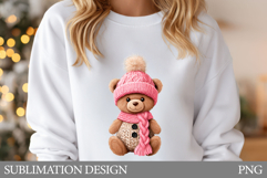 Cute Bear Sublimation. Christmas Bear T-Shirt Design Product Image 1