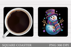 Cute Snowman Coaster Design. Christmas Coaster Sublimation Product Image 1