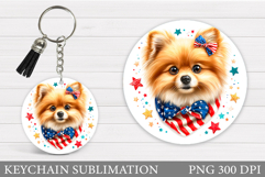 Patriotic Dog Keychain. Patriotic Keychain Sublimation Product Image 1