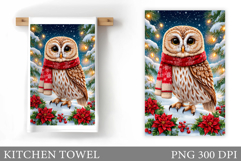 Christmas Owl Kitchen Towel. Christmas Owl Kitchen Towel Product Image 1