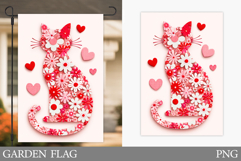 Floral Cat Garden Flag Design. Floral Cat Sublimation Product Image 1