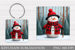 Cute Snowman Keychain Sublimation. Christmas Keychain Design Product Image 1