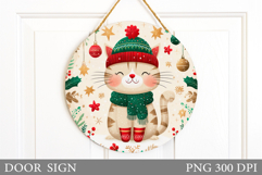 Christmas Cat Door Sign. Christmas Door Sign Design Product Image 1