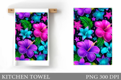 Flowers Kitchen Towel. Floral Kitchen Towel Sublimation Product Image 1